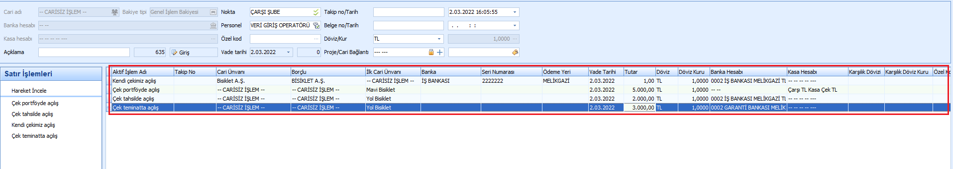0239_Cek Islemleri_acilis bordrosu