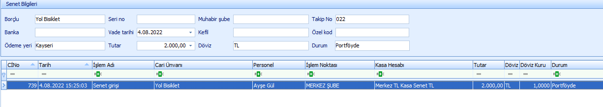 0240_Senet Islemleri_senet giris incele