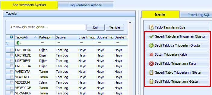 Netsim Log Sistemi > Loglama için trigger oluşturma