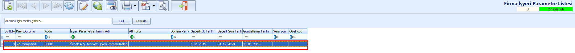 010_Firma isyeri bordro parametre liste