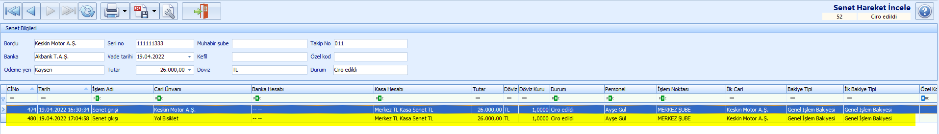 0240_Senet Islemleri_senet listesi_senet cikis_hareket