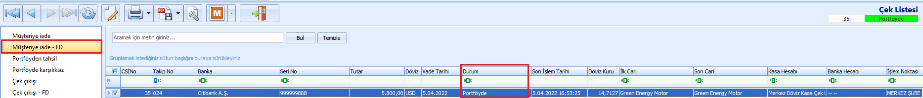 0239_Cek Islemleri_cek listesi_musteriye iade_fd-cek iade