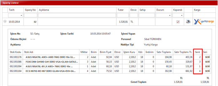 nuke sipariş detayı