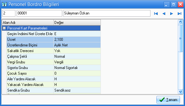 personel bordro bilgileri