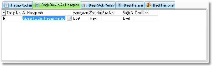 bağlı banka alt hesapları