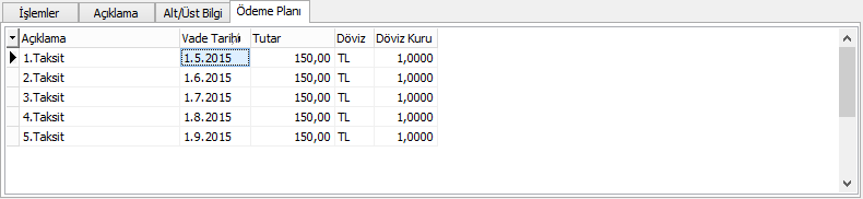 bys ödeme planı