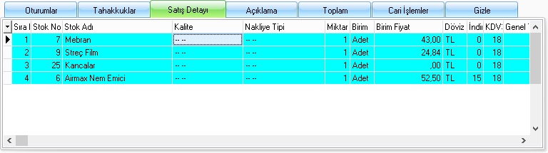 satış detayı