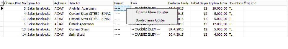 ödeme planları bölüm 1