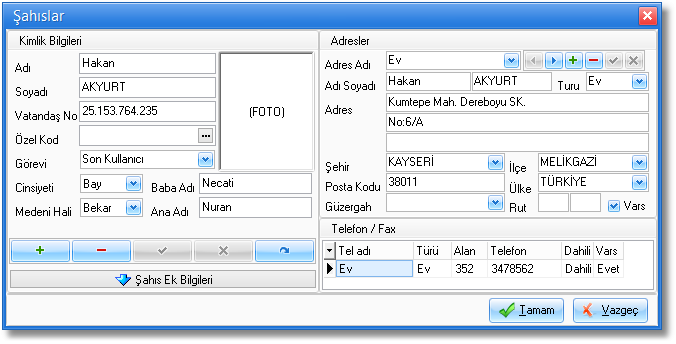 sahıs kart acılıs ekranı