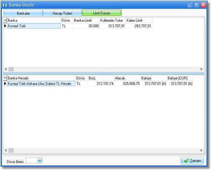 banka incele limit durumu
